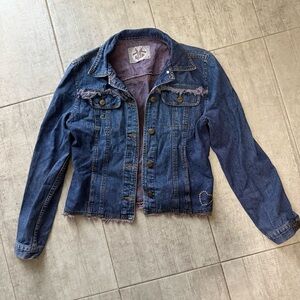 Vintage Distressed Jean Jacket w/ Heart Details